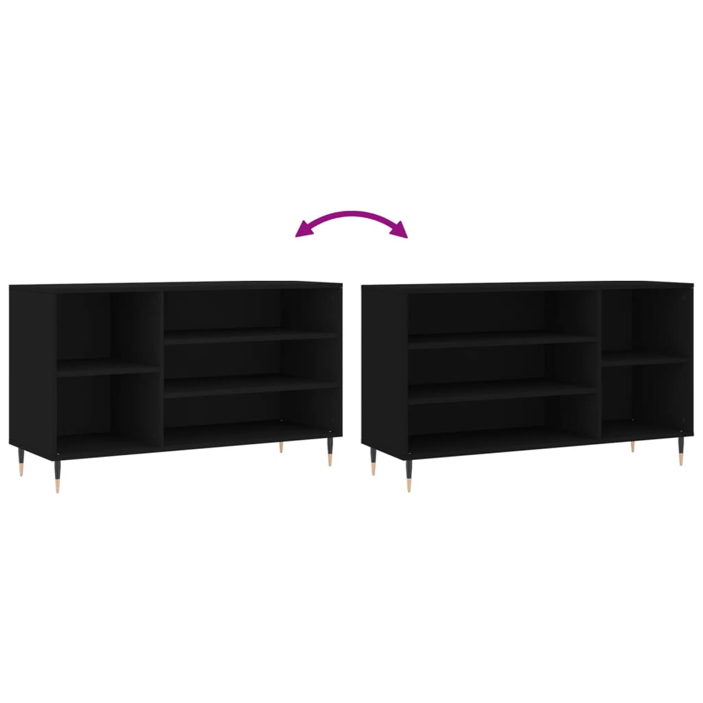 Schoenenkast 102x36x60 cm bewerkt hout zwart is nu te koop bij PeponiXL, paradijselijk wonen!