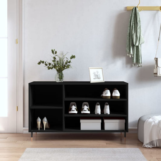 Schoenenkast 102x36x60 cm bewerkt hout zwart is nu te koop bij PeponiXL, paradijselijk wonen!