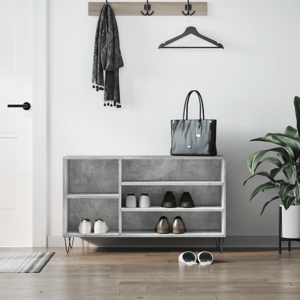 Schoenenkast 102x36x60 cm bewerkt hout betongrijs is nu te koop bij PeponiXL, paradijselijk wonen!