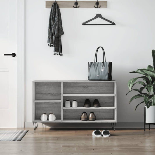 Schoenenkast 102x36x60 cm bewerkt hout sonoma grijs is nu te koop bij PeponiXL, paradijselijk wonen!
