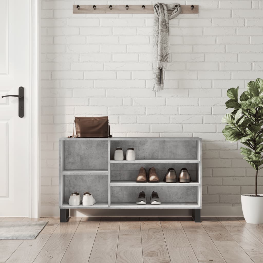 Schoenenkast 102x36x60 cm bewerkt hout betongrijs is nu te koop bij PeponiXL, paradijselijk wonen!