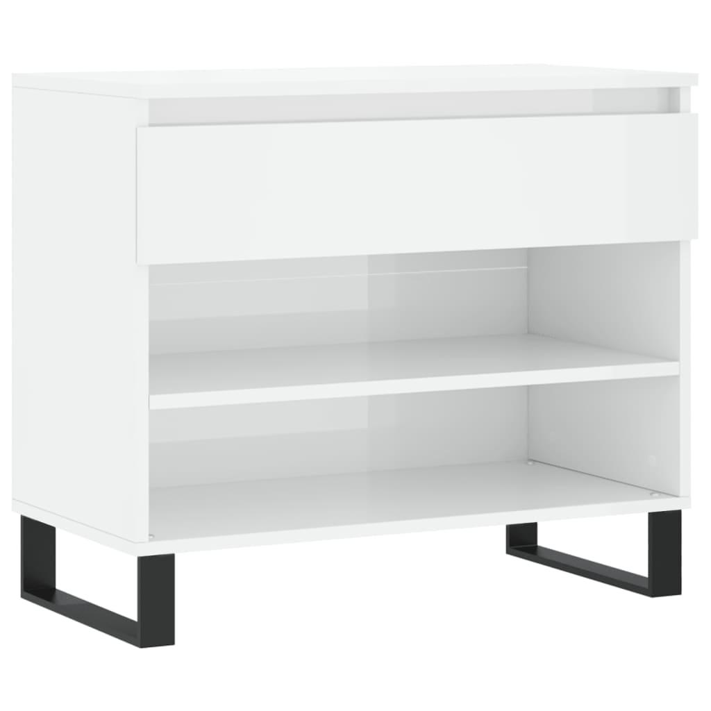 Schoenenkast 70x36x60 cm bewerkt hout hoogglans wit is nu te koop bij PeponiXL, paradijselijk wonen!