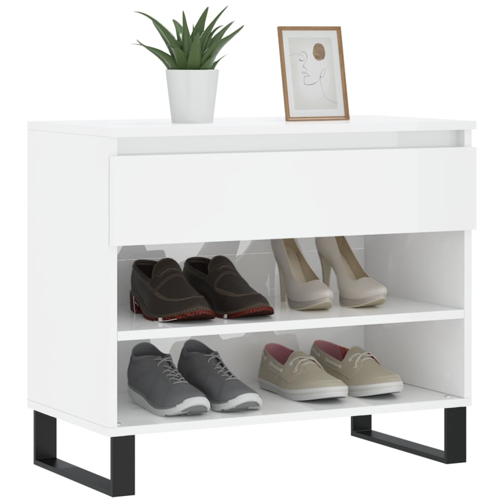 Schoenenkast 70x36x60 cm bewerkt hout hoogglans wit is nu te koop bij PeponiXL, paradijselijk wonen!