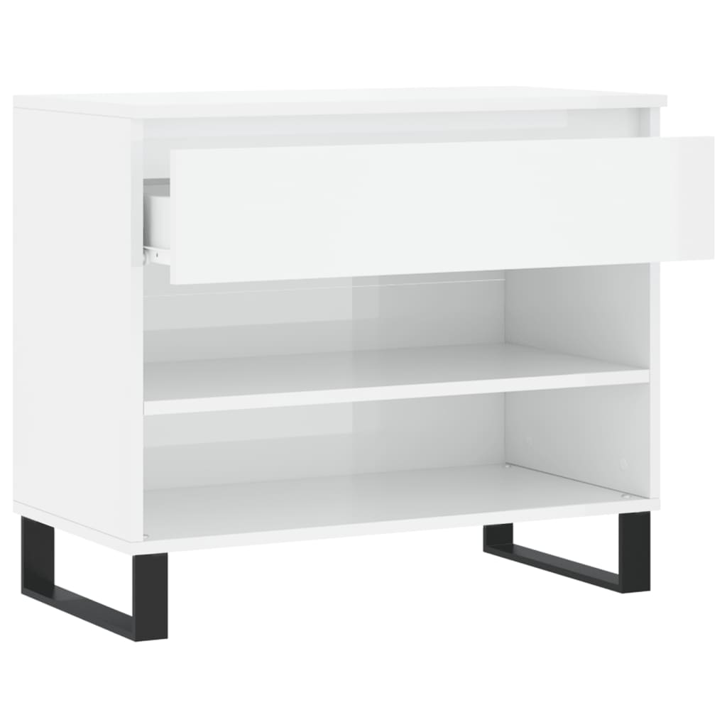Schoenenkast 70x36x60 cm bewerkt hout hoogglans wit is nu te koop bij PeponiXL, paradijselijk wonen!