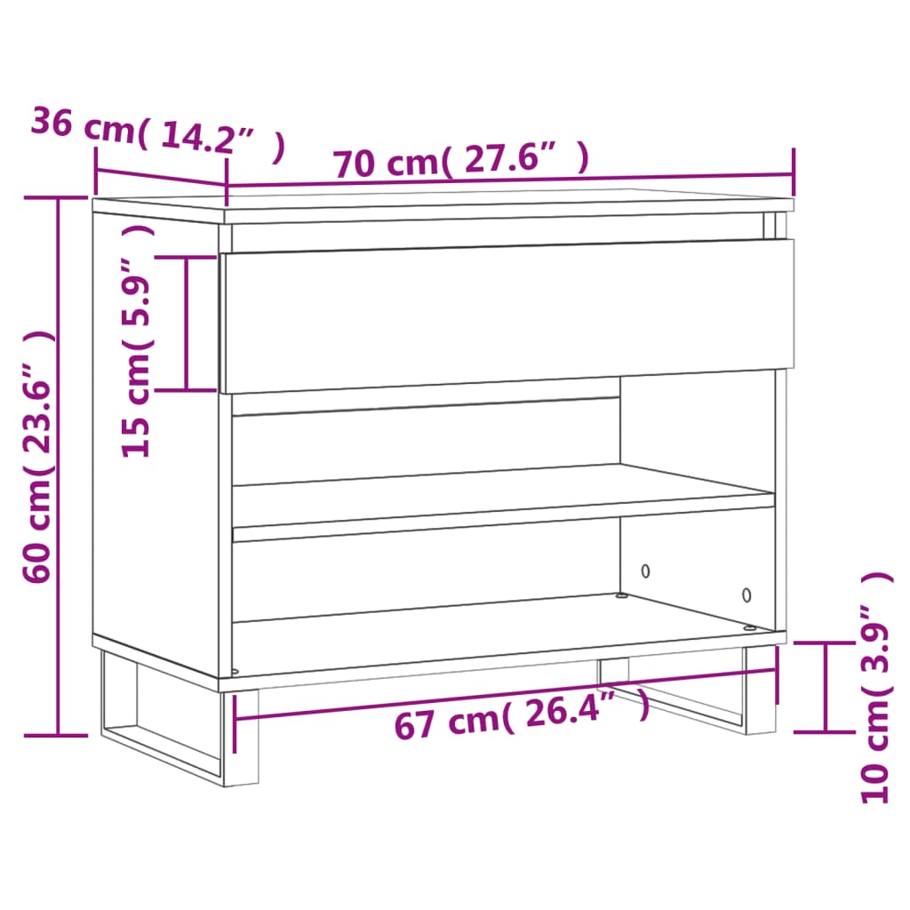 Schoenenkast 70x36x60 cm bewerkt hout hoogglans wit is nu te koop bij PeponiXL, paradijselijk wonen!