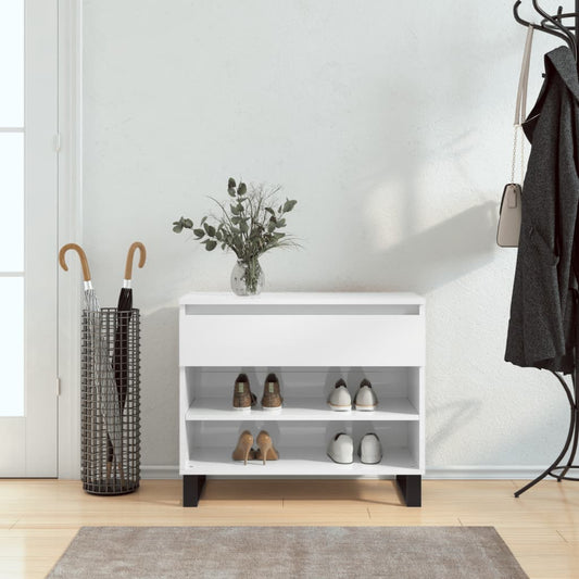 Schoenenkast 70x36x60 cm bewerkt hout hoogglans wit is nu te koop bij PeponiXL, paradijselijk wonen!
