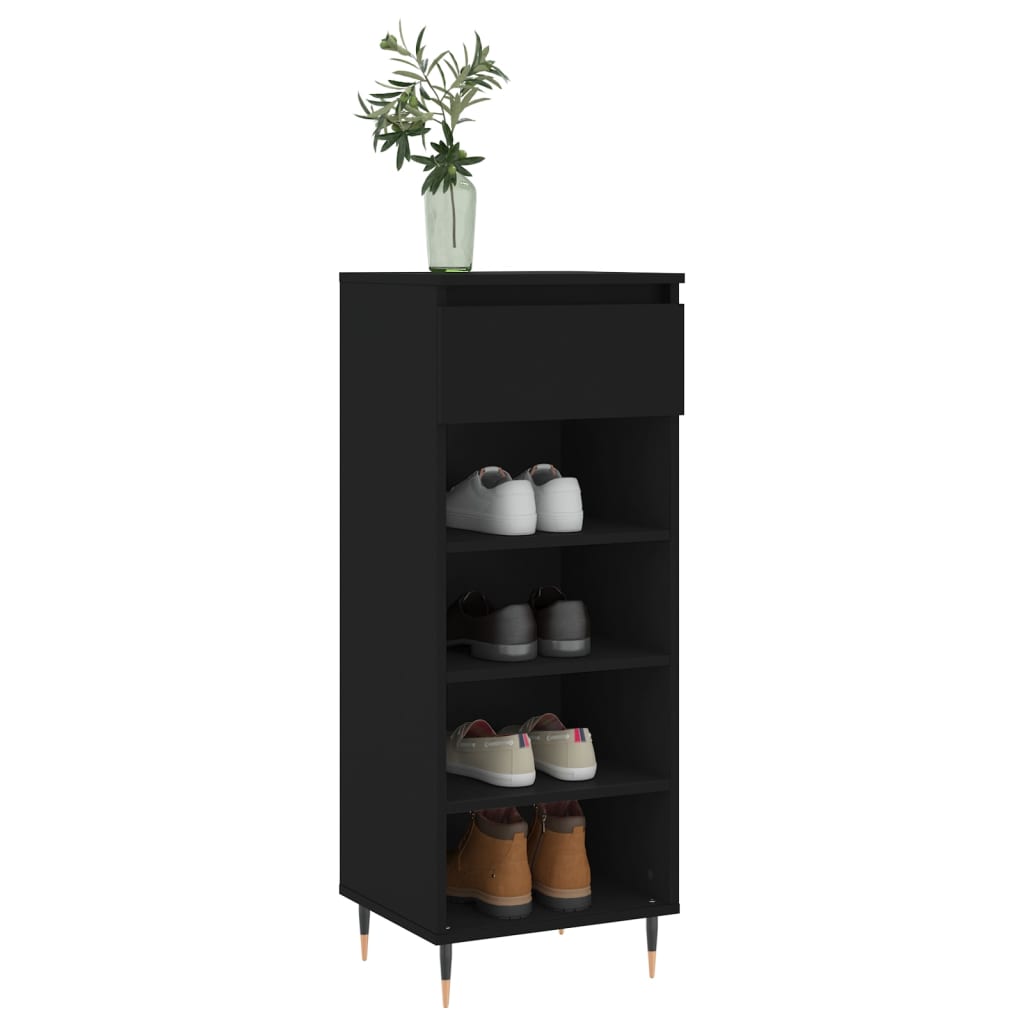Schoenenkast 40x36x105 cm bewerkt hout zwart is nu te koop bij PeponiXL, paradijselijk wonen!