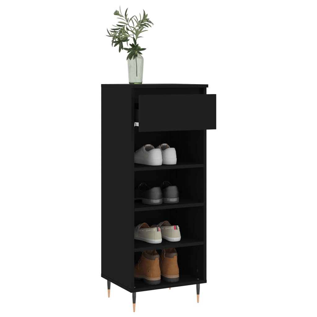 Schoenenkast 40x36x105 cm bewerkt hout zwart is nu te koop bij PeponiXL, paradijselijk wonen!
