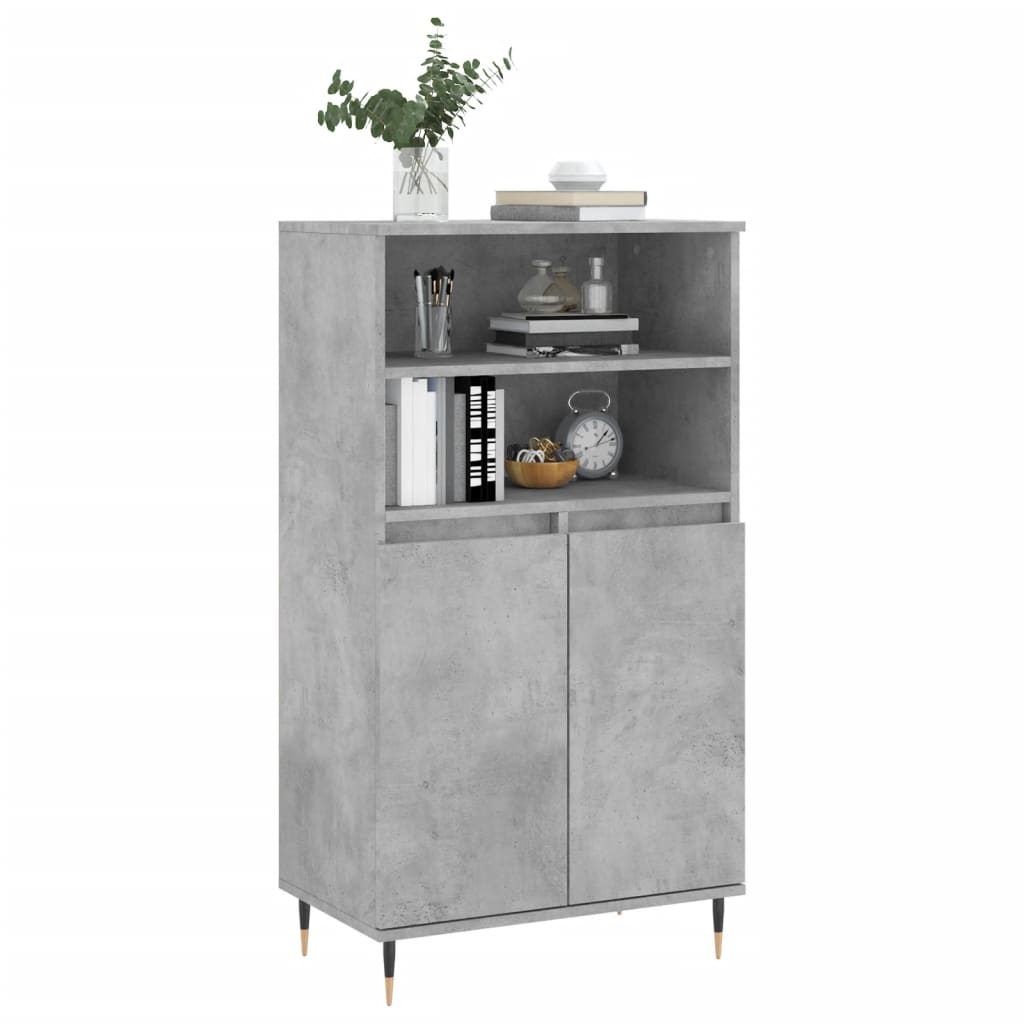 Hoge kast 60x36x110 cm bewerkt hout betongrijs is nu te koop bij PeponiXL, paradijselijk wonen!