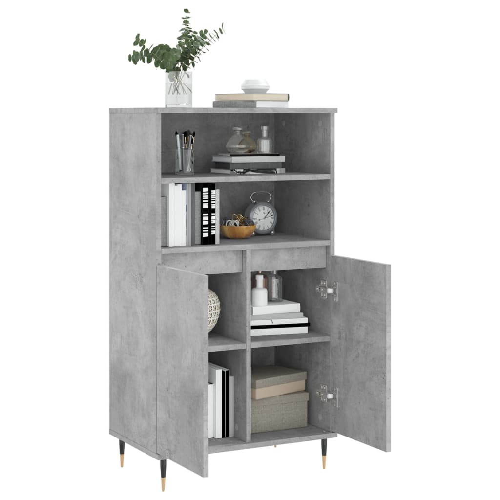 Hoge kast 60x36x110 cm bewerkt hout betongrijs is nu te koop bij PeponiXL, paradijselijk wonen!