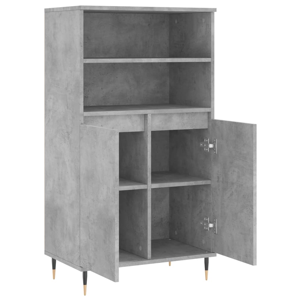 Hoge kast 60x36x110 cm bewerkt hout betongrijs is nu te koop bij PeponiXL, paradijselijk wonen!