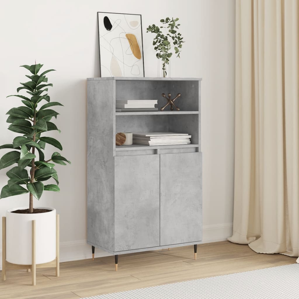 Hoge kast 60x36x110 cm bewerkt hout betongrijs is nu te koop bij PeponiXL, paradijselijk wonen!