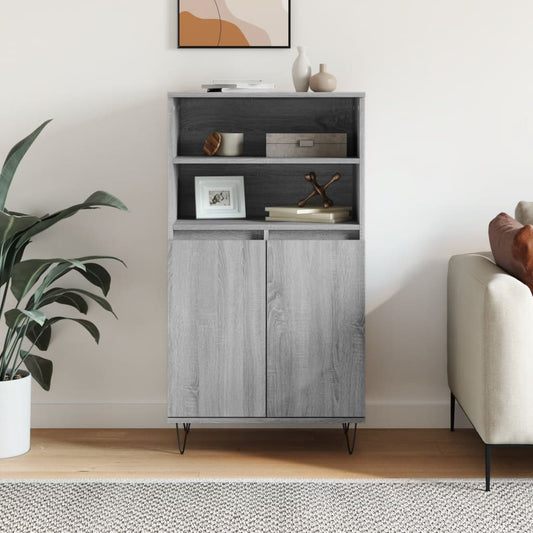 Hoge kast 60x36x110 cm bewerkt hout grijs sonoma eikenkleurig is nu te koop bij PeponiXL, paradijselijk wonen!