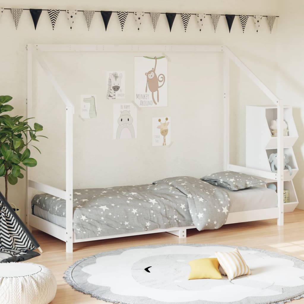 Kinderbedframe 80x200 cm massief grenenhout wit is nu te koop bij PeponiXL, paradijselijk wonen!