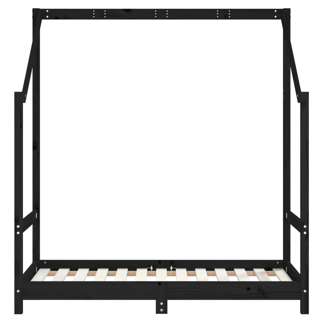 Kinderbedframe 70x140 cm massief grenenhout zwart is nu te koop bij PeponiXL, paradijselijk wonen!