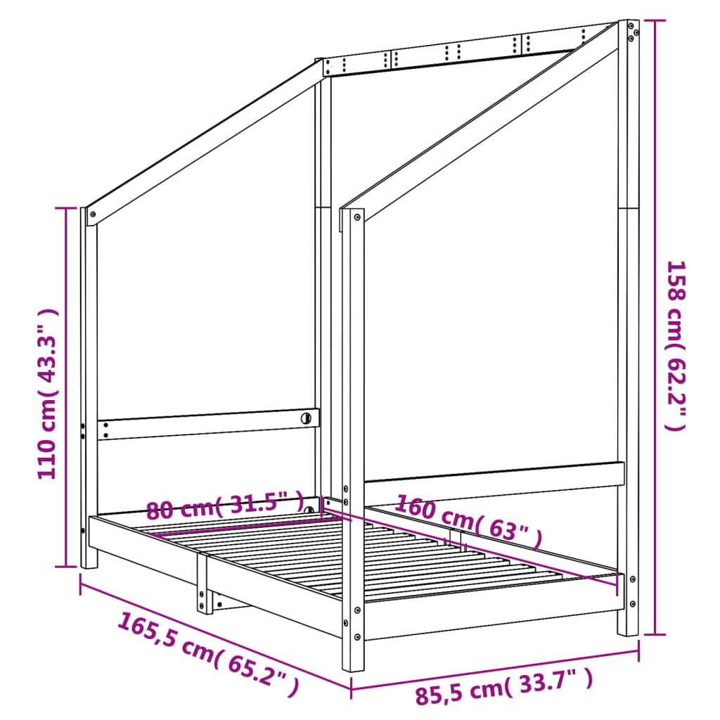 Kinderbedframe 80x160 cm massief grenenhout is nu te koop bij PeponiXL, paradijselijk wonen!