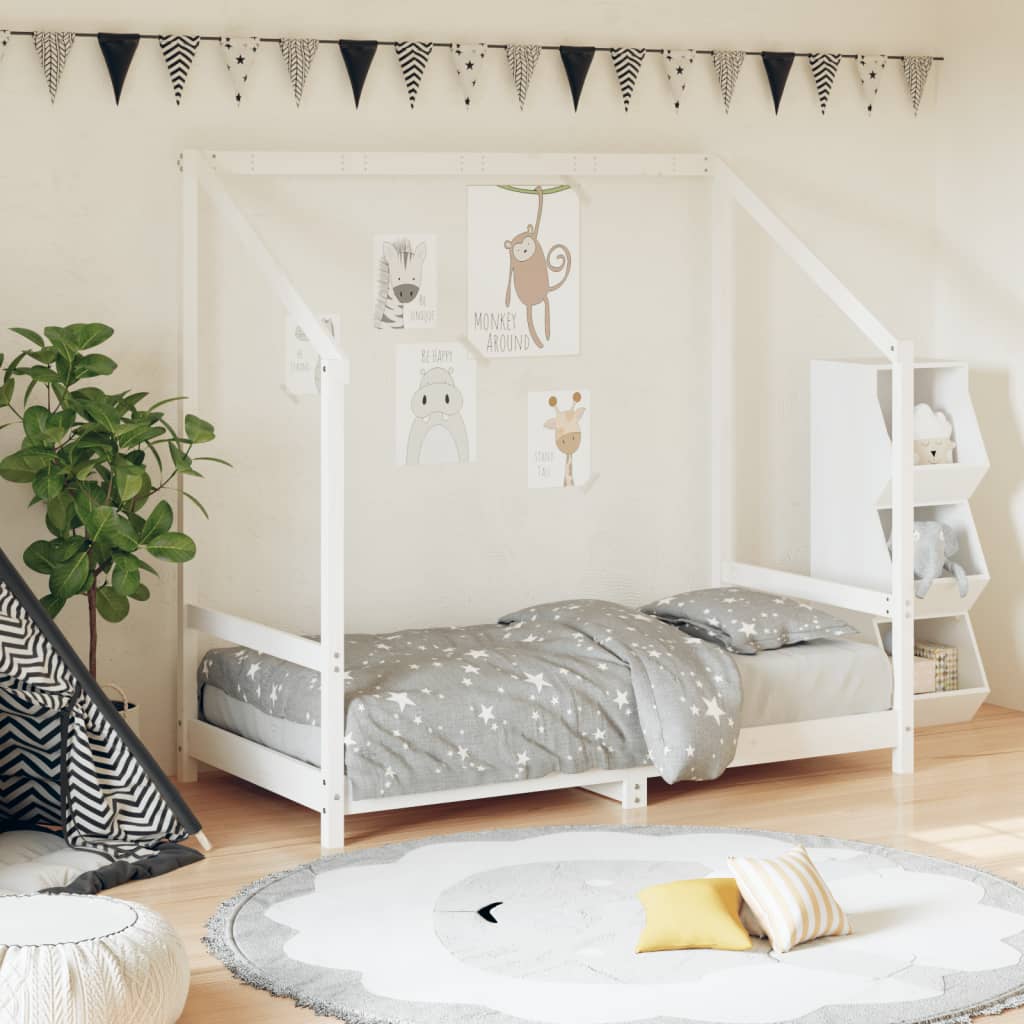 Kinderbedframe 80x160 cm massief grenenhout wit is nu te koop bij PeponiXL, paradijselijk wonen!