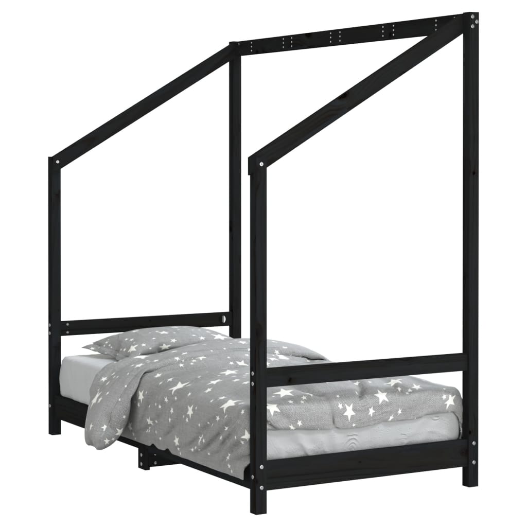 Kinderbedframe 80x160 cm massief grenenhout zwart is nu te koop bij PeponiXL, paradijselijk wonen!