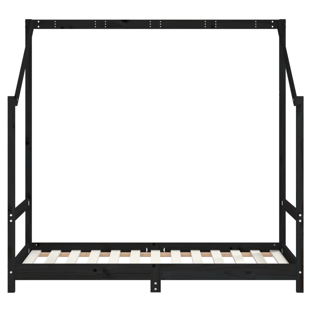 Kinderbedframe 80x160 cm massief grenenhout zwart is nu te koop bij PeponiXL, paradijselijk wonen!