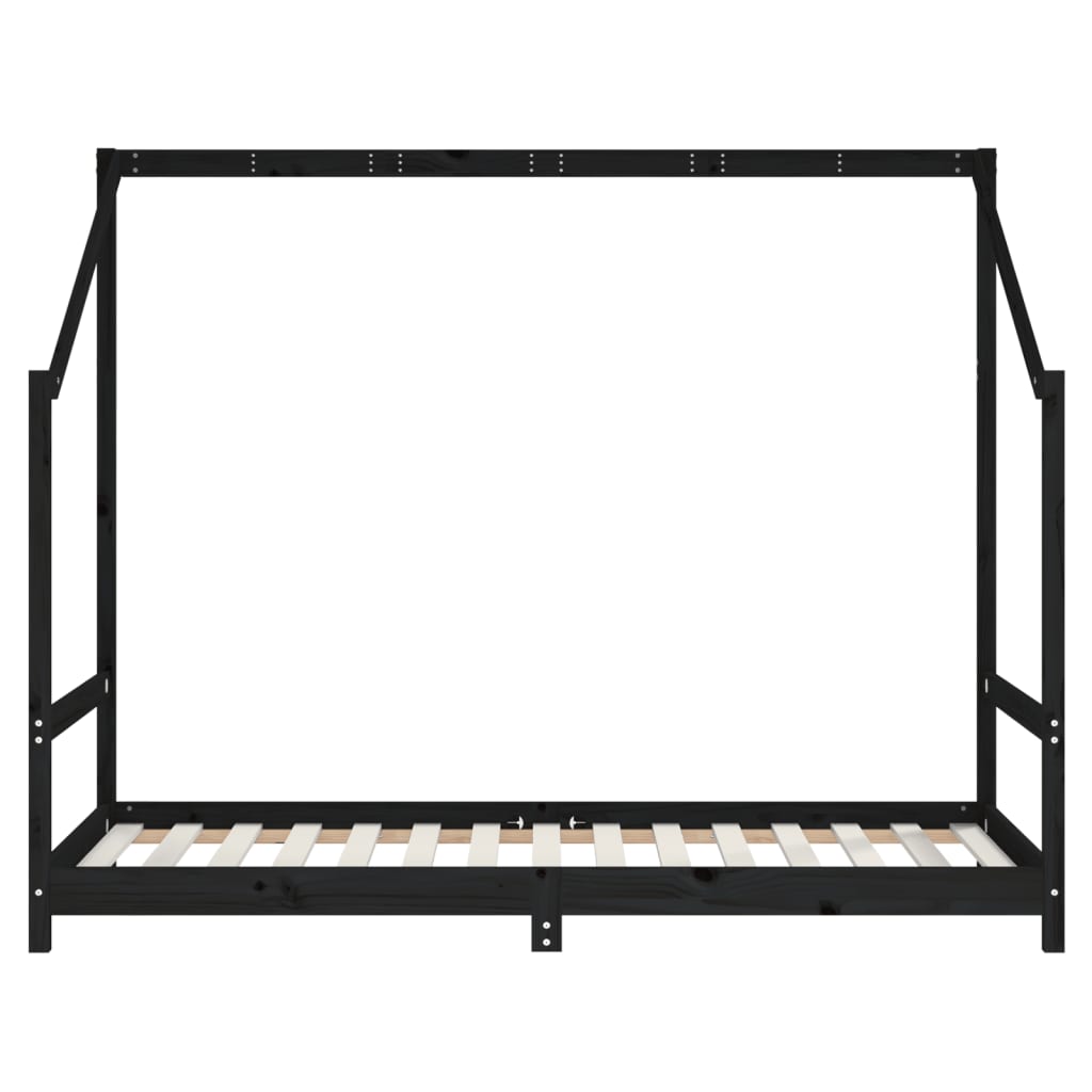 Kinderbedframe 90x190 cm massief grenenhout zwart is nu te koop bij PeponiXL, paradijselijk wonen!