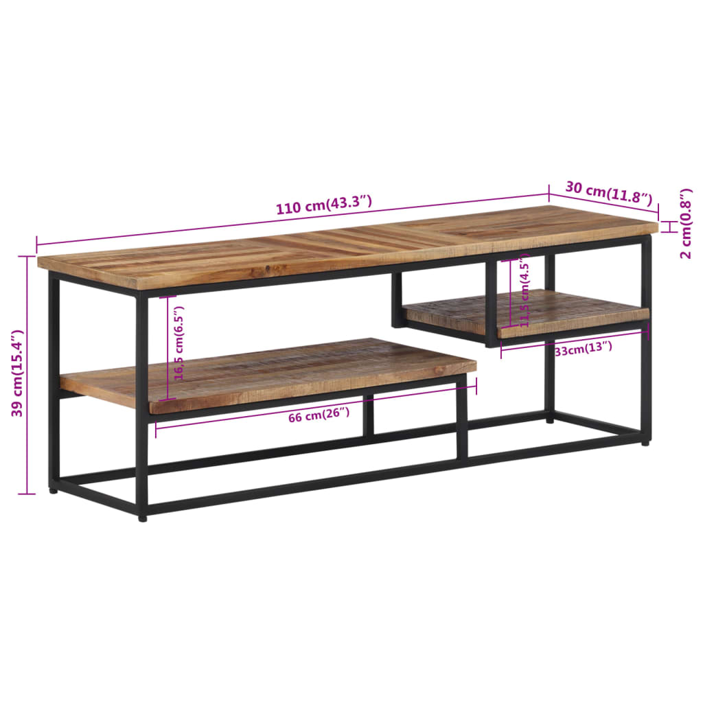 Tv-meubel 110x30x39 cm massief gerecycled teakhout is nu te koop bij PeponiXL, paradijselijk wonen!