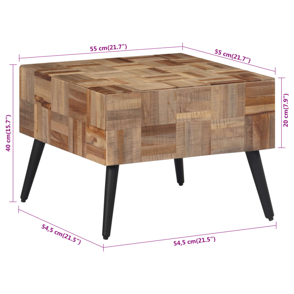 Salontafel 55x55x40 cm massief gerecycled teakhout grijs is nu te koop bij PeponiXL, paradijselijk wonen!
