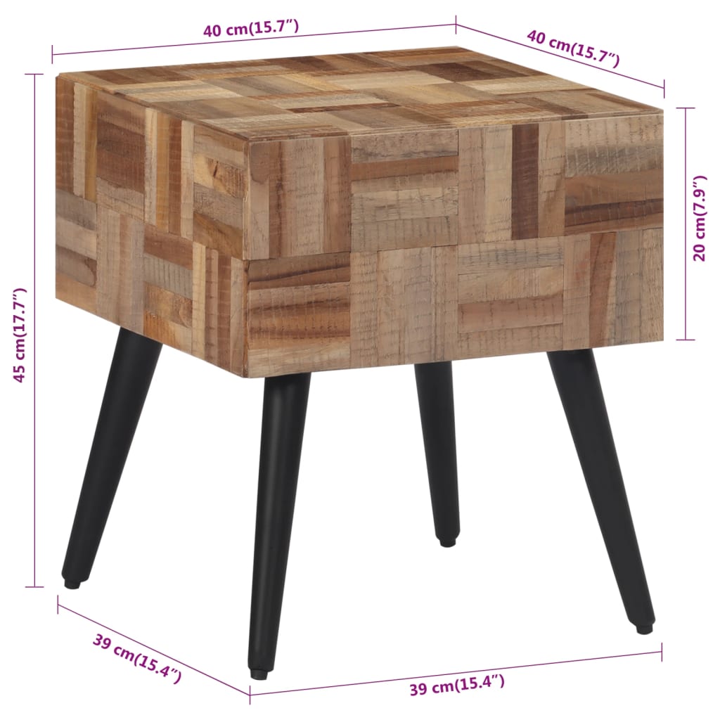 Bijzettafel 40x40x45 cm massief gerecycled teakhout is nu te koop bij PeponiXL, paradijselijk wonen!