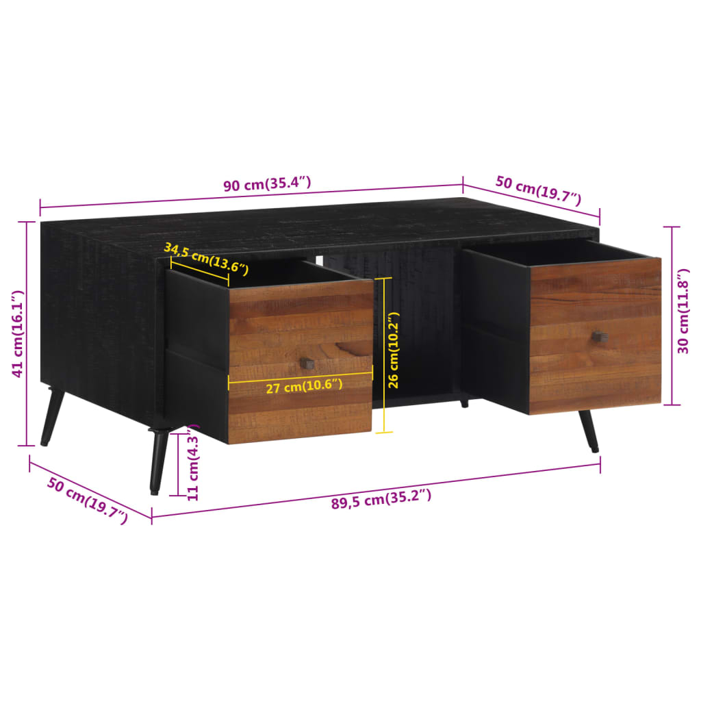 Salontafel 90x50x41 cm massief gerecycled teakhout is nu te koop bij PeponiXL, paradijselijk wonen!