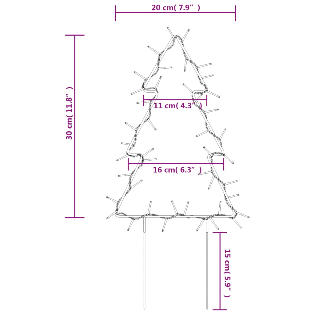 Kerstverlichting kerstboom 3 st met grondpinnen 50 LED's 30 cm is nu te koop bij PeponiXL, paradijselijk wonen!