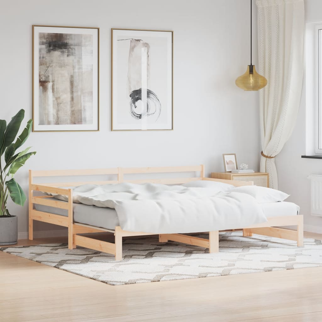 Slaapbank met onderschuifbed 90x200 cm massief grenenhout is nu te koop bij PeponiXL, paradijselijk wonen!