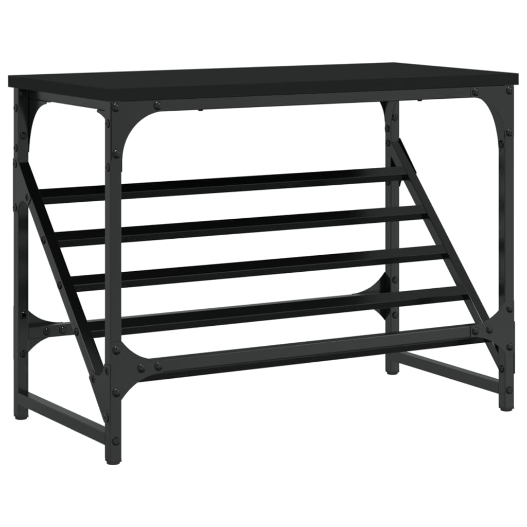 Schoenenrek 60x30x45 cm bewerkt hout zwart is nu te koop bij PeponiXL, paradijselijk wonen!