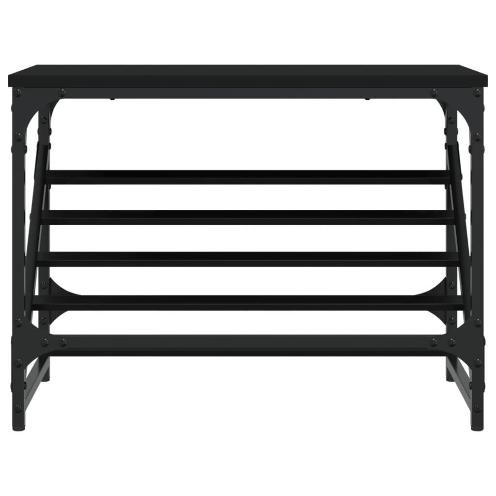 Schoenenrek 60x30x45 cm bewerkt hout zwart is nu te koop bij PeponiXL, paradijselijk wonen!
