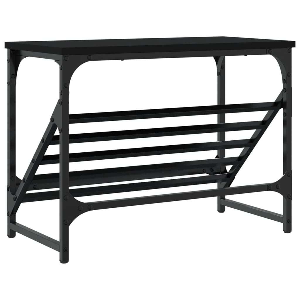 Schoenenrek 60x30x45 cm bewerkt hout zwart is nu te koop bij PeponiXL, paradijselijk wonen!