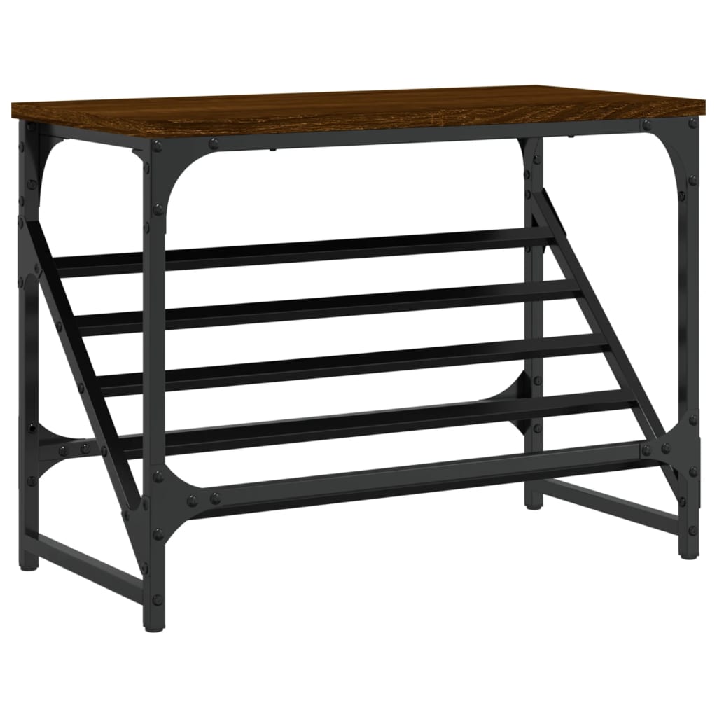 Schoenenrek 60x30x45 cm bewerkt hout bruin eikenkleur is nu te koop bij PeponiXL, paradijselijk wonen!