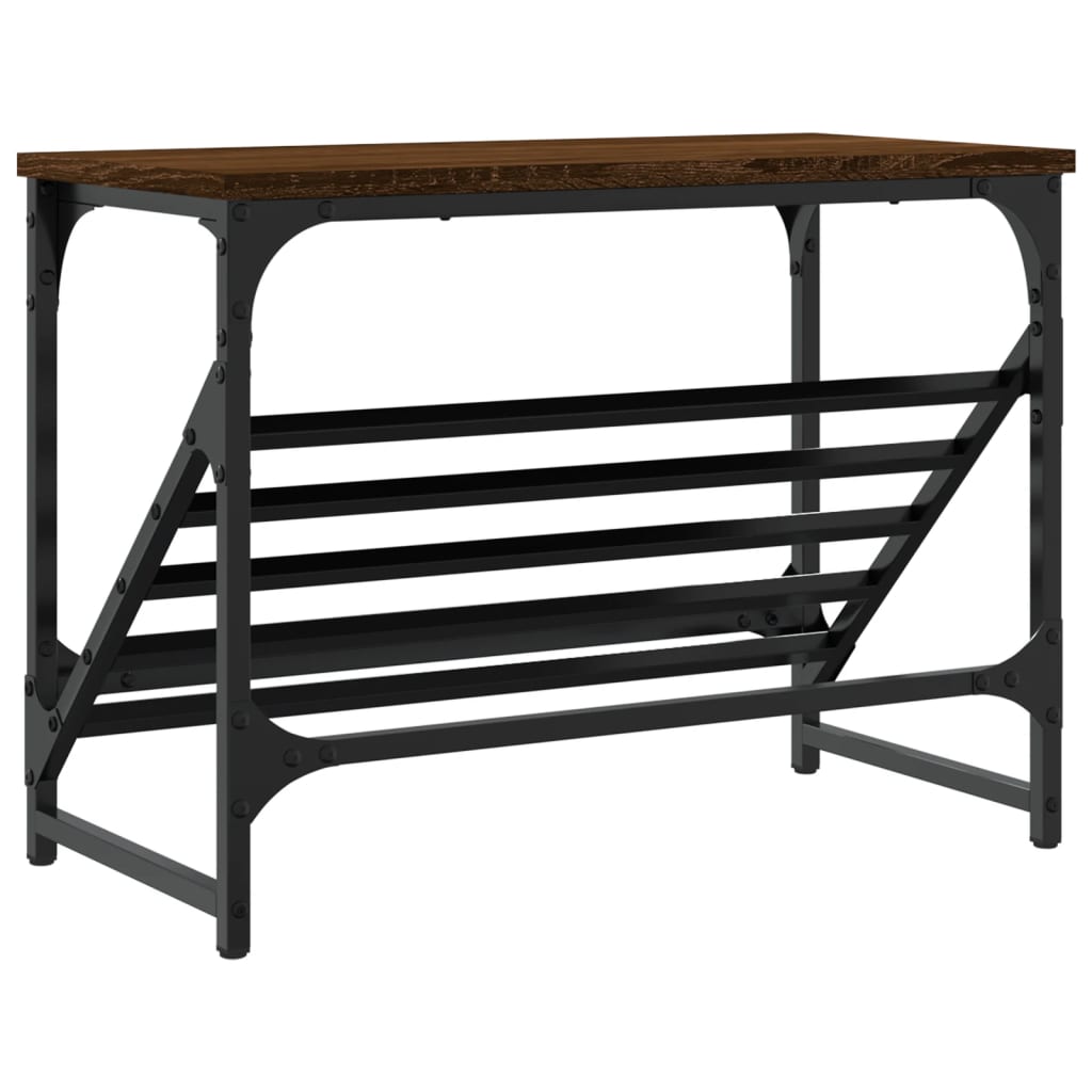 Schoenenrek 60x30x45 cm bewerkt hout bruin eikenkleur is nu te koop bij PeponiXL, paradijselijk wonen!