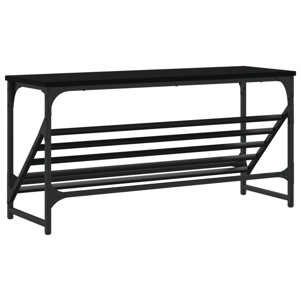Schoenenrek 90x30x45 cm bewerkt hout zwart is nu te koop bij PeponiXL, paradijselijk wonen!