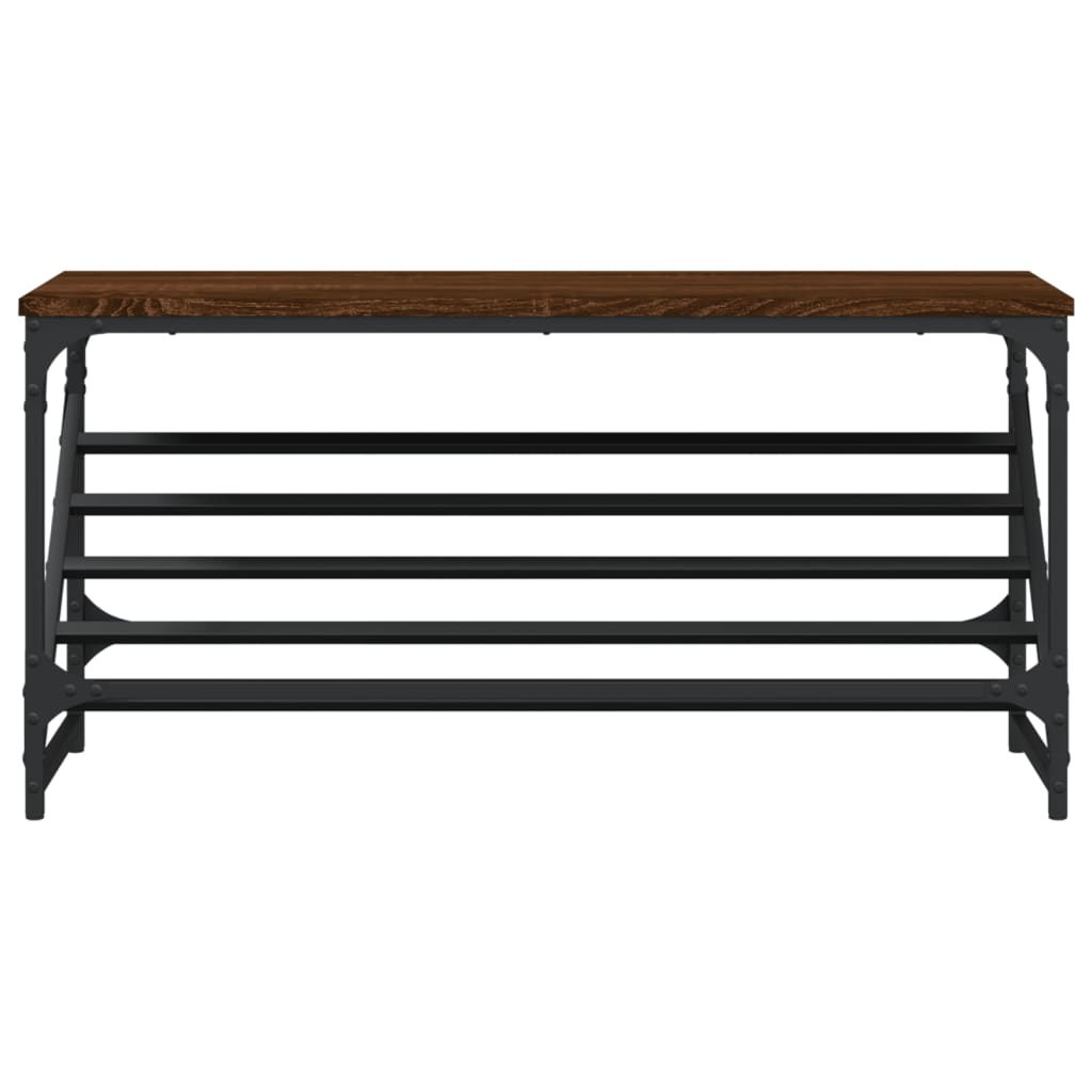 Schoenenrek 90x30x45 cm bewerkt hout bruin eikenkleur is nu te koop bij PeponiXL, paradijselijk wonen!