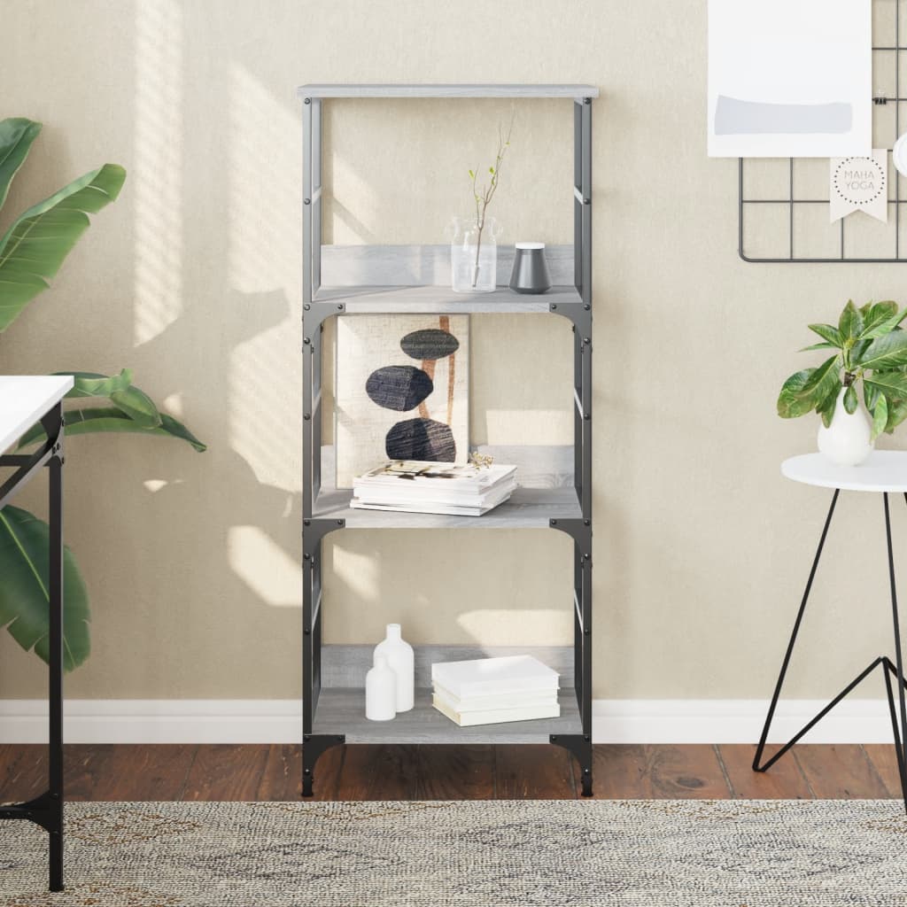 Boekenrek 50x33x117,5 cm bewerkt hout grijs sonoma eikenkleurig is nu te koop bij PeponiXL, paradijselijk wonen!