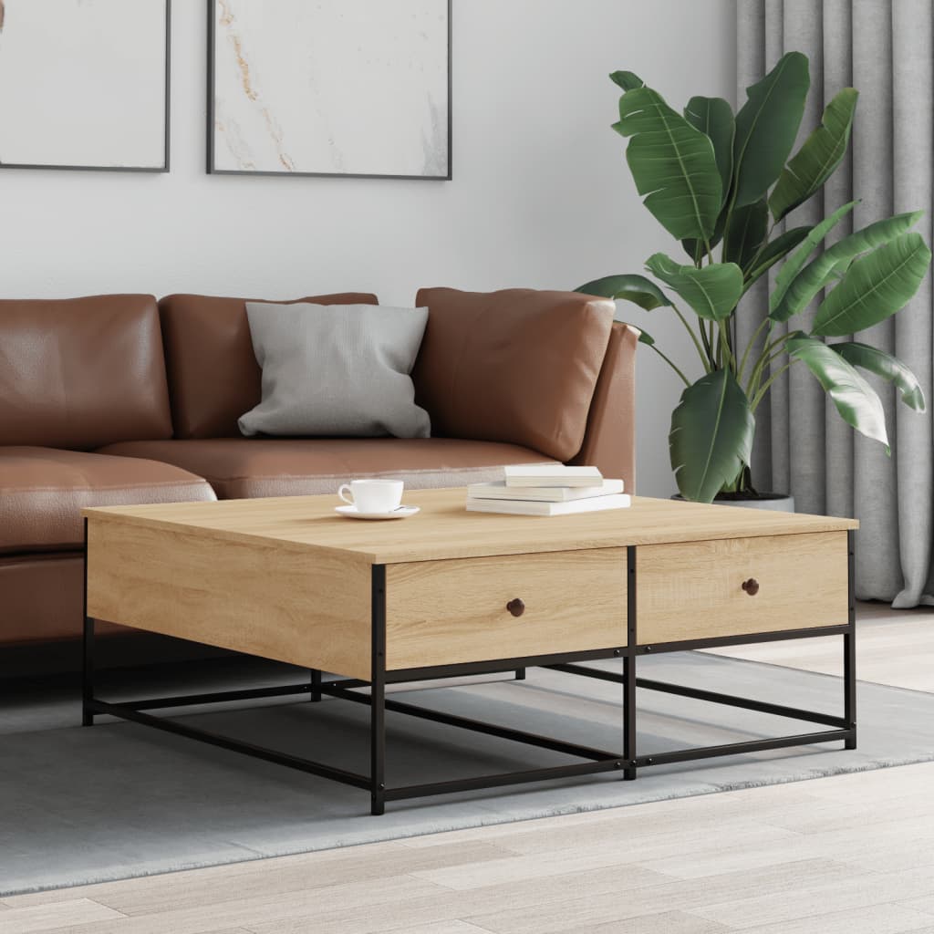 Salontafel 100x99x40 cm bewerkt hout sonoma eikenkleurig is nu te koop bij PeponiXL, paradijselijk wonen!