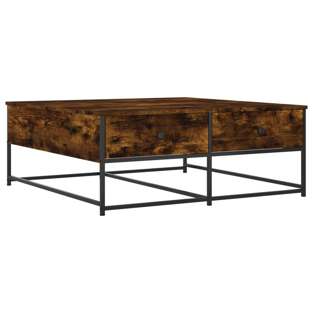 Salontafel 100x99x40 cm bewerkt hout gerookt eikenkleurig is nu te koop bij PeponiXL, paradijselijk wonen!