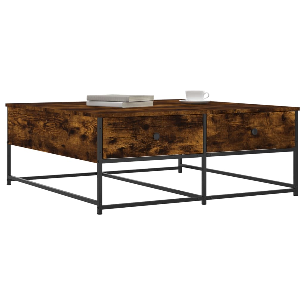 Salontafel 100x99x40 cm bewerkt hout gerookt eikenkleurig is nu te koop bij PeponiXL, paradijselijk wonen!