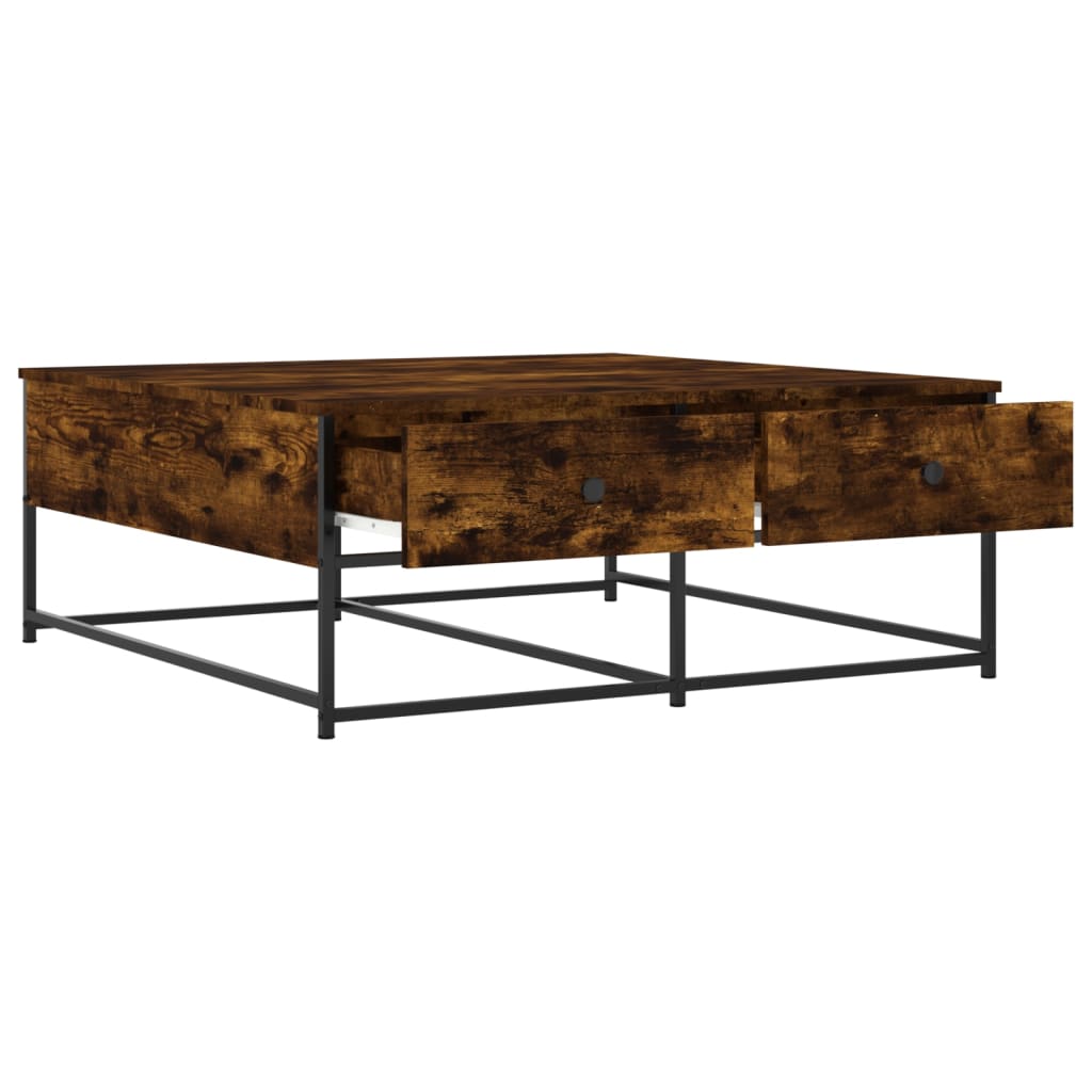 Salontafel 100x99x40 cm bewerkt hout gerookt eikenkleurig is nu te koop bij PeponiXL, paradijselijk wonen!