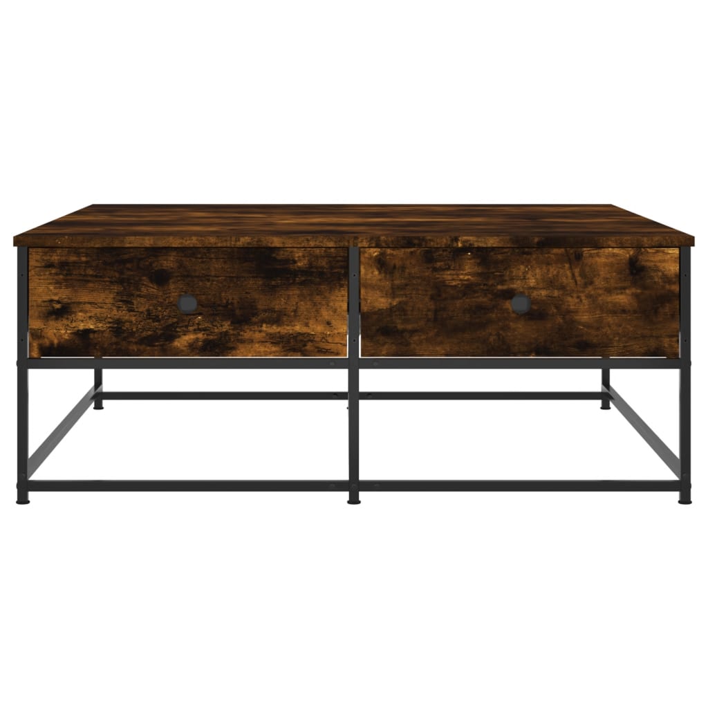 Salontafel 100x99x40 cm bewerkt hout gerookt eikenkleurig is nu te koop bij PeponiXL, paradijselijk wonen!