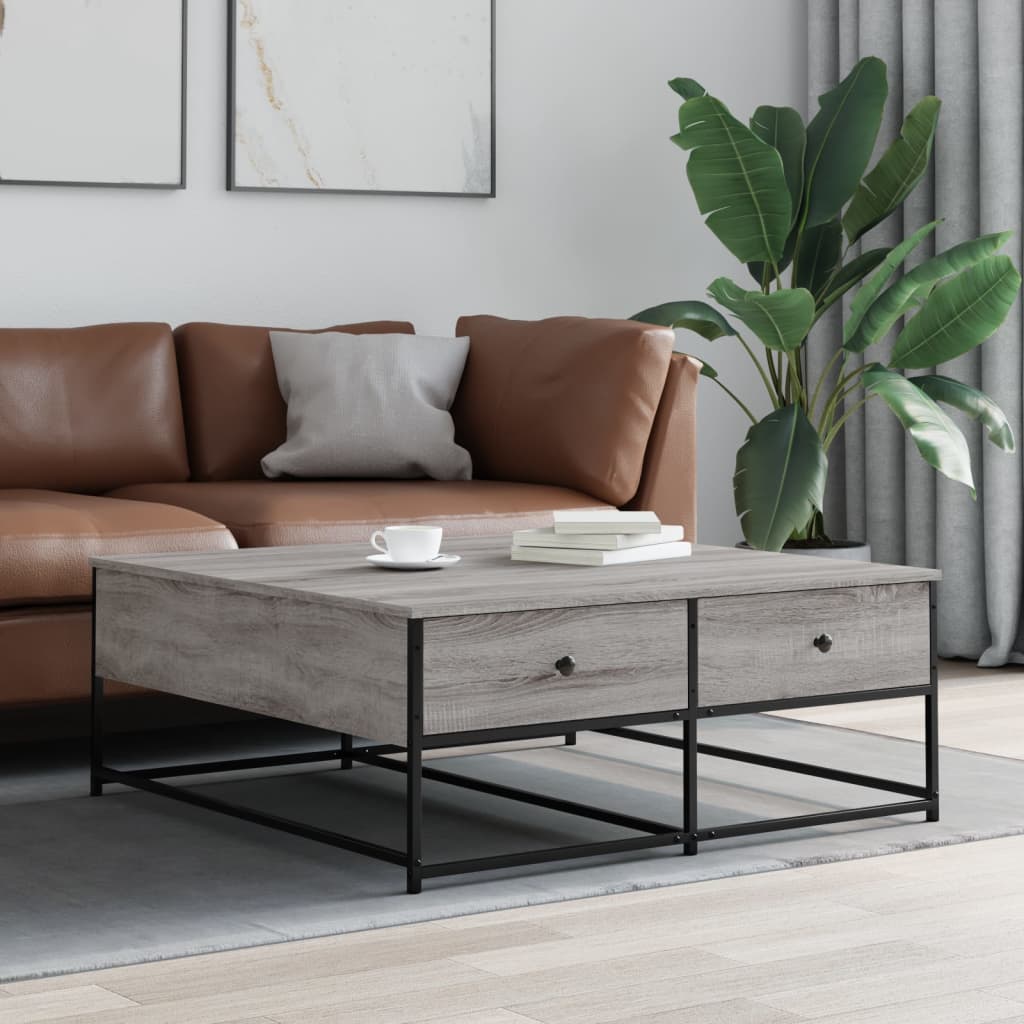 Salontafel 100x99x40 cm bewerkt hout grijs sonoma is nu te koop bij PeponiXL, paradijselijk wonen!
