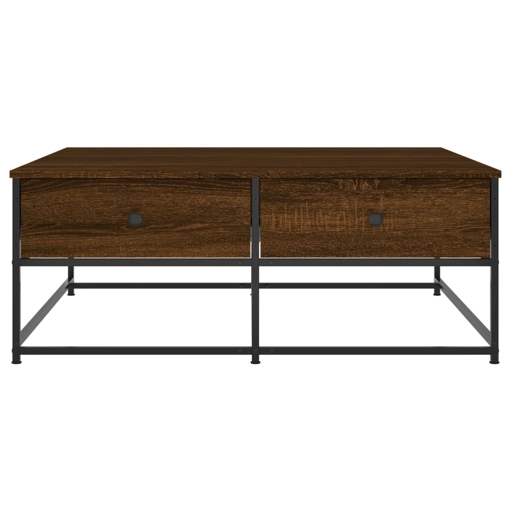 Salontafel 100x99x40 cm bewerkt hout bruin eikenkleur is nu te koop bij PeponiXL, paradijselijk wonen!