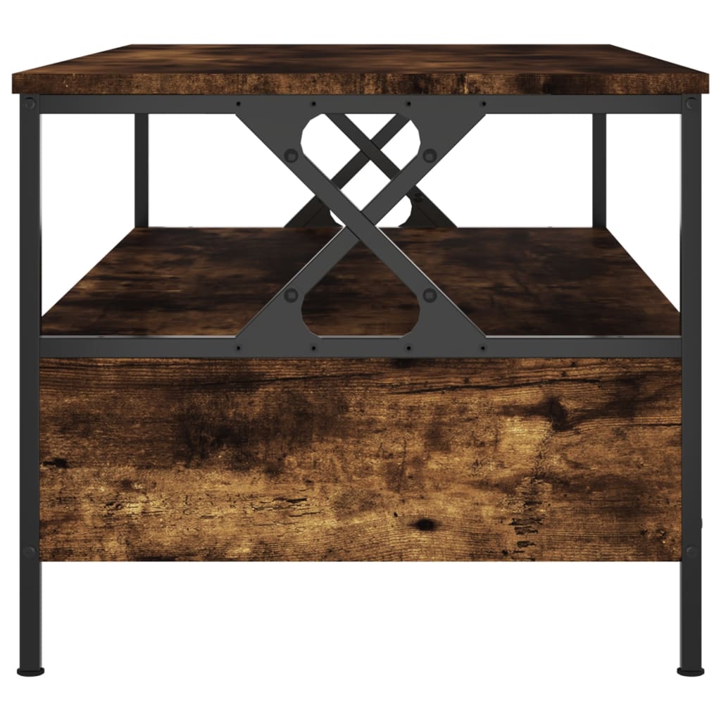 Salontafel 100x51x45 cm bewerkt hout gerookt eikenkleurig is nu te koop bij PeponiXL, paradijselijk wonen!