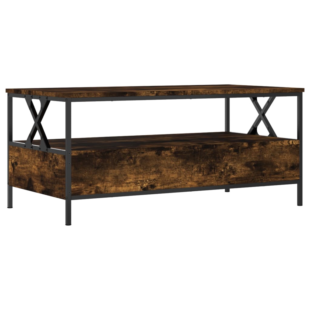 Salontafel 100x51x45 cm bewerkt hout gerookt eikenkleurig is nu te koop bij PeponiXL, paradijselijk wonen!