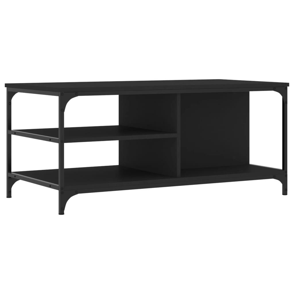 Salontafel 100x50x45 cm bewerkt hout zwart is nu te koop bij PeponiXL, paradijselijk wonen!