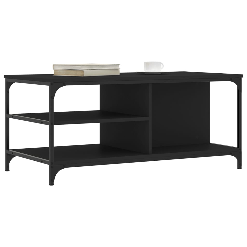Salontafel 100x50x45 cm bewerkt hout zwart is nu te koop bij PeponiXL, paradijselijk wonen!