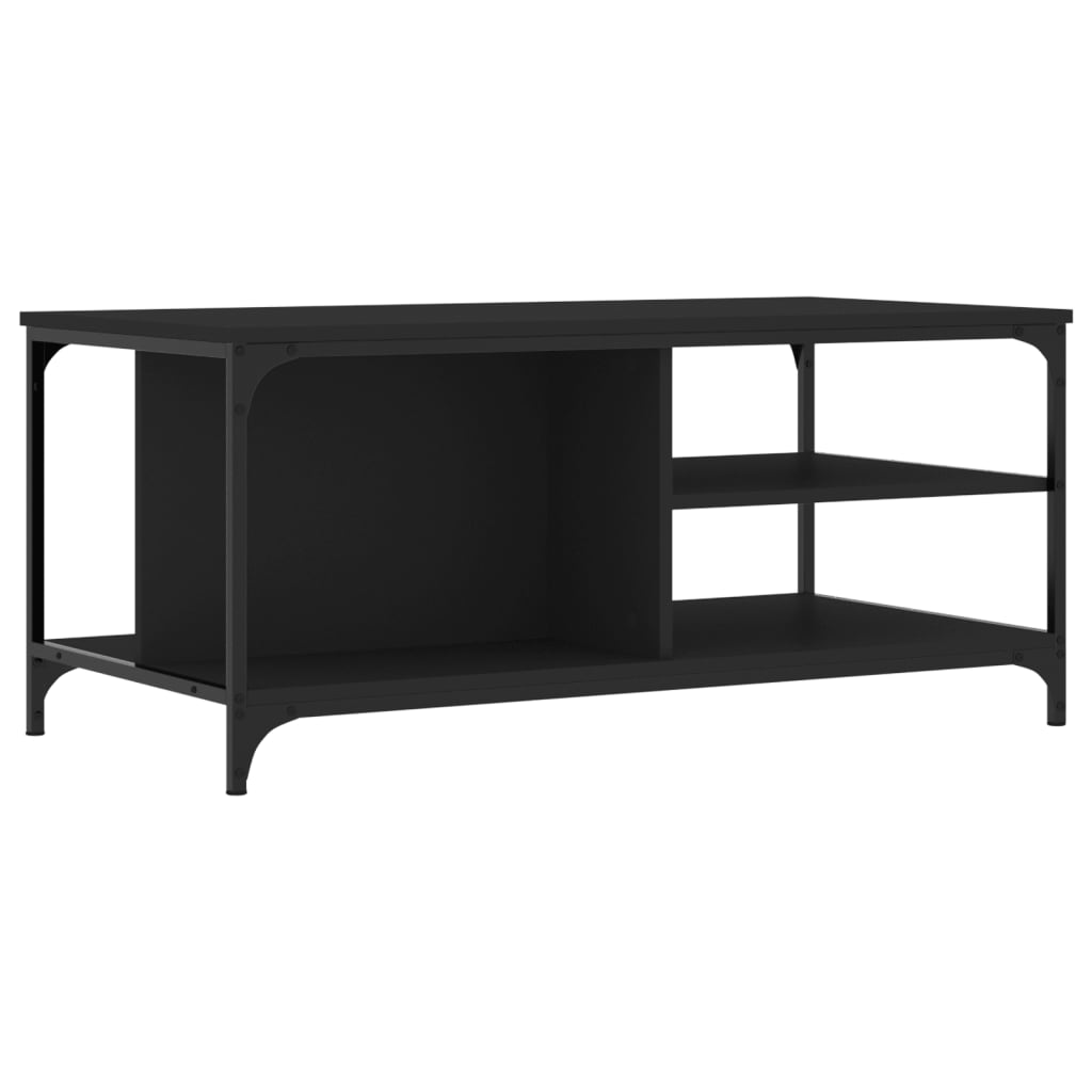 Salontafel 100x50x45 cm bewerkt hout zwart is nu te koop bij PeponiXL, paradijselijk wonen!